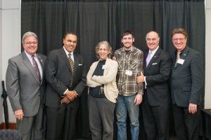 From left to right: Robert Caret, Freeman Hrabowski, Lynn Sparling, Patrick Langan, Michael Gill, Karl Steiner